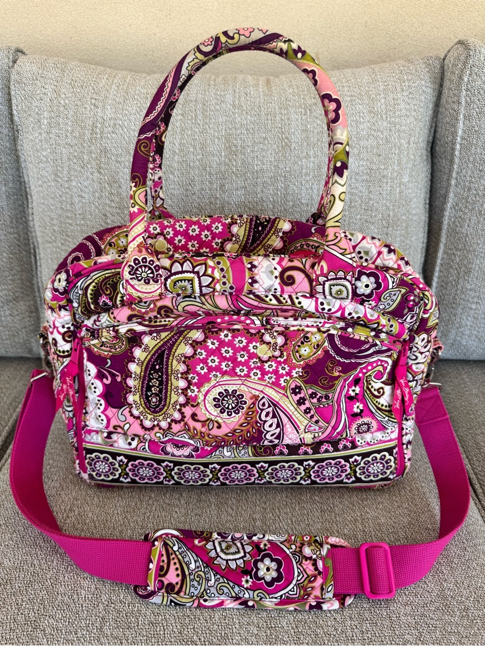 Vera Bradley Very Berry Paisley Laptop Travel Luggage Trolley Tote
